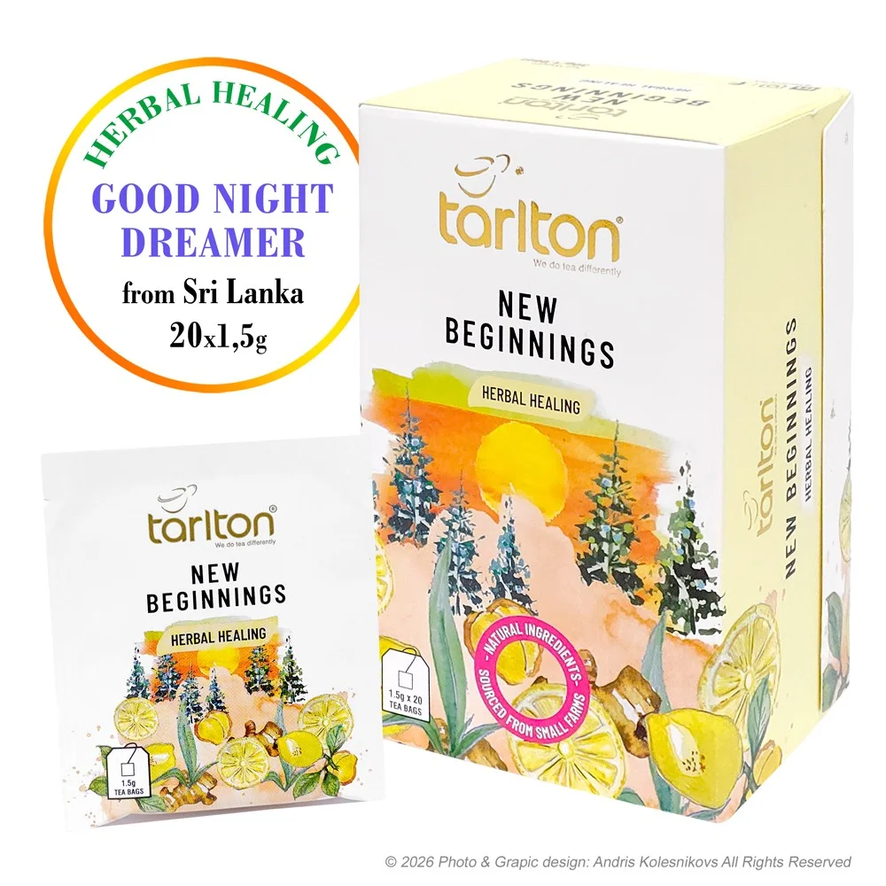 Tarlton New Beginnings zāļu tējas dzēriens paciņās ar ingveru un citronu, 20 x 1,5 g