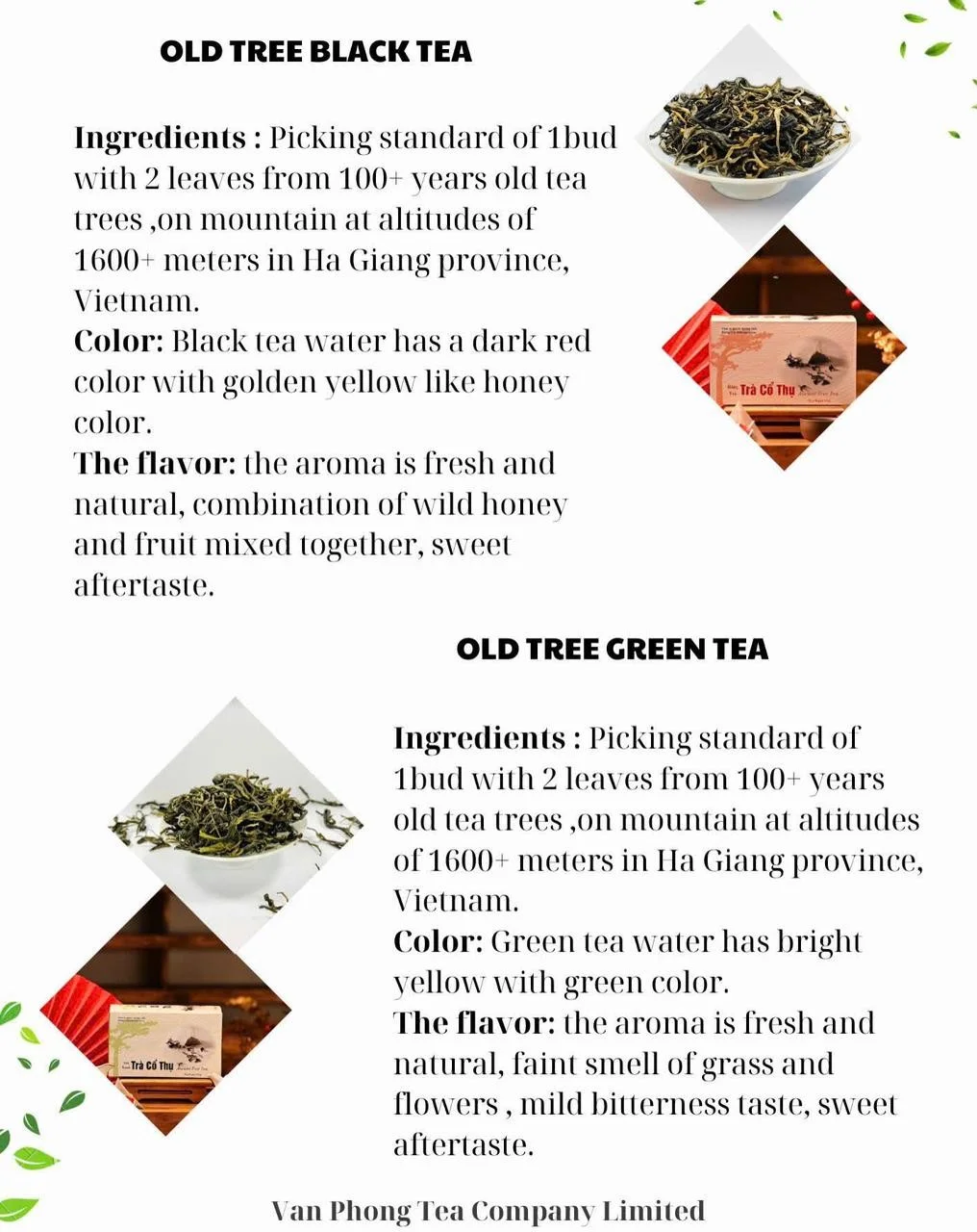 Vjetnamas seno koku melnā tēja 150 g Van Phong Tea