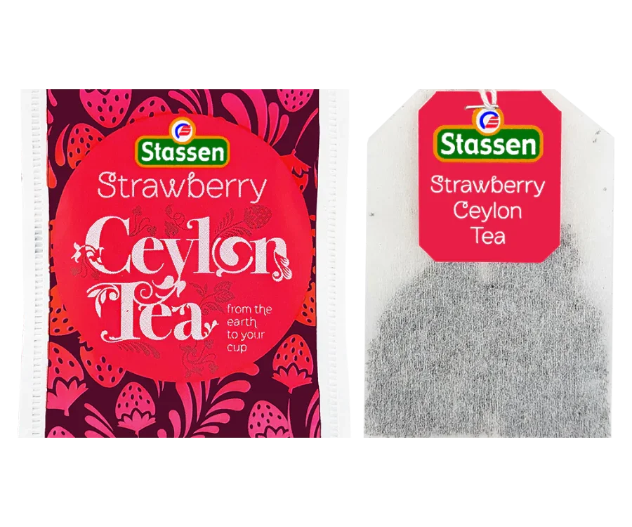 Stassen Strawberry melna tēja ar zemeņu aromātu 25 tējas maisiņi