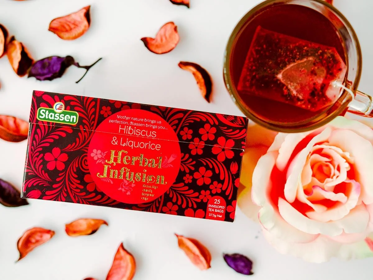 Stassen Hibiskus & Liquorice tējas dzēriens a hibisku un lakricu 25 tējas paciņas