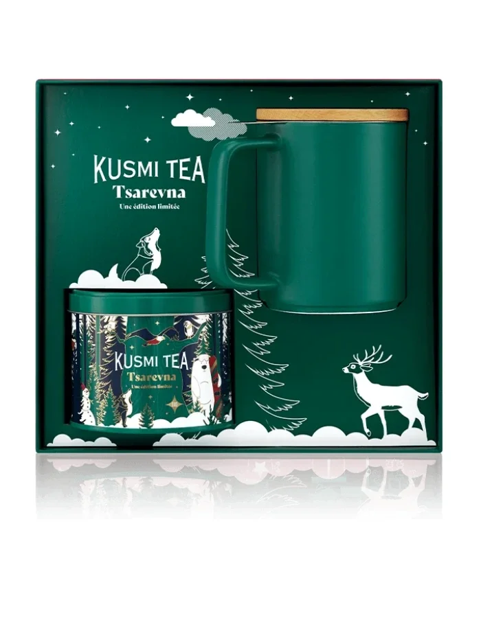 Kusmi tējas Tsarevna dāvanu komplekts - BIO melna beramā tēja 120g un krūze ar filtru un vāku