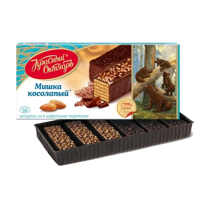 Vafeļu kūka "Lācītis" ar riekstiem dāvanu kastītē, 220g