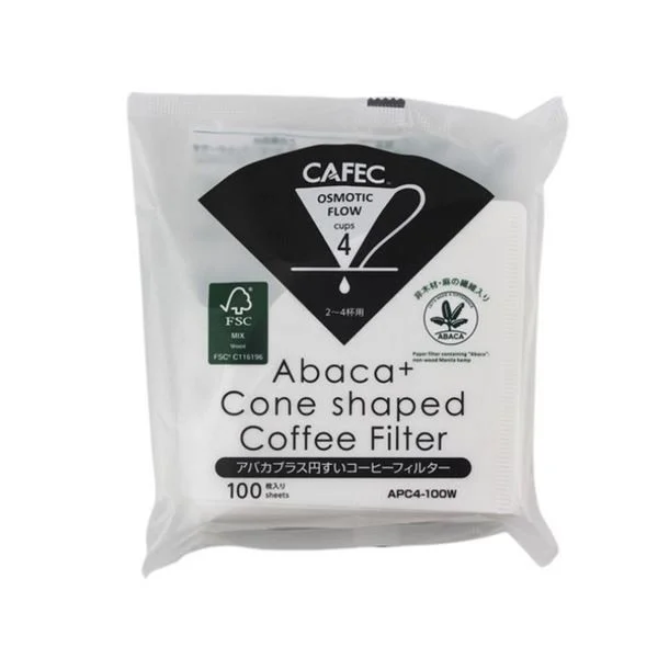 Фильтр из абаки и конусообразной бумаги Cafec Abaca+ размер 02, 100 шт.