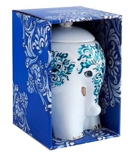 Melnā tēja keramikas burciņā ZILĀ AKVAREĻA - zilonis, 50 g