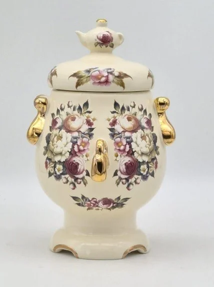 Чай чёрный цейлонский в керамической банке "Самовар расписной", БЕЖЕВЫЙ, 50 г