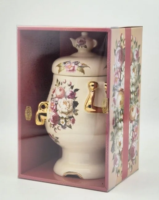 Melnā Ceilonas tēja keramikas burciņā "Krāsains Samovārs", BĒŠA, 50 g