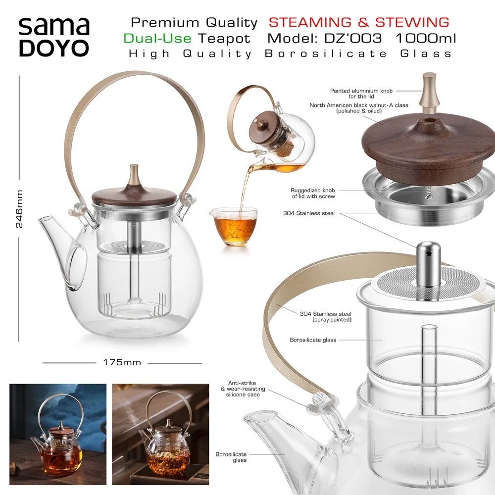 Samadoyo tējkanna ar sildīšanas un tvaicēšanas funkcijām, 1000 ml