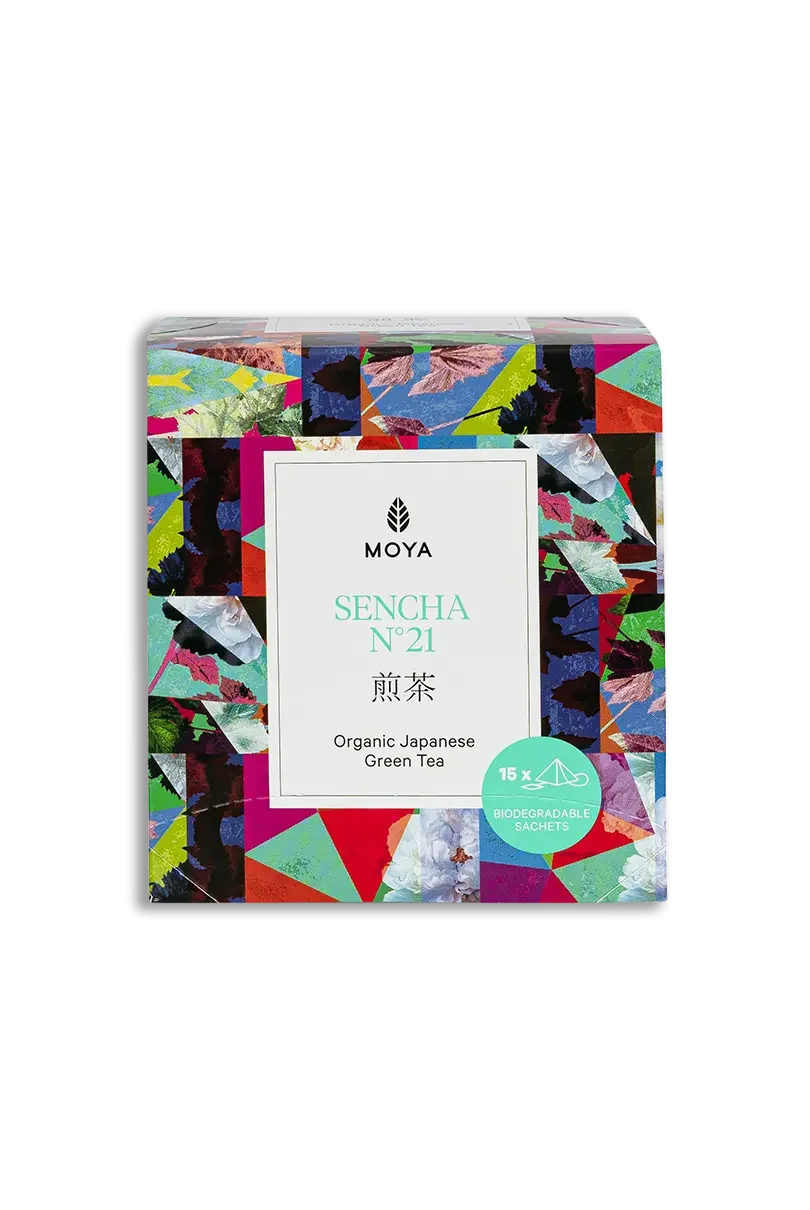Moya Sencha no.21 Японский зеленый чай Сенча в пакетиках, 15 пакетиков по 1,5 г. Органический