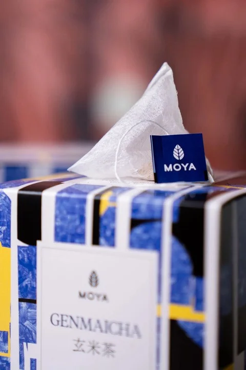 Moya Genmaicha japāņu zaļā tēja, piramīdas tējas maisiņos 15 x 1,5 g BIO