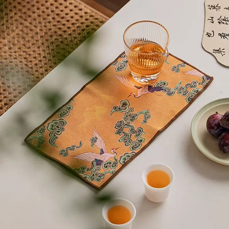 Absorbējošs audums, augstas klases biezs tējas dvielītis ķīniešu tējas ceremonijai, oranžs