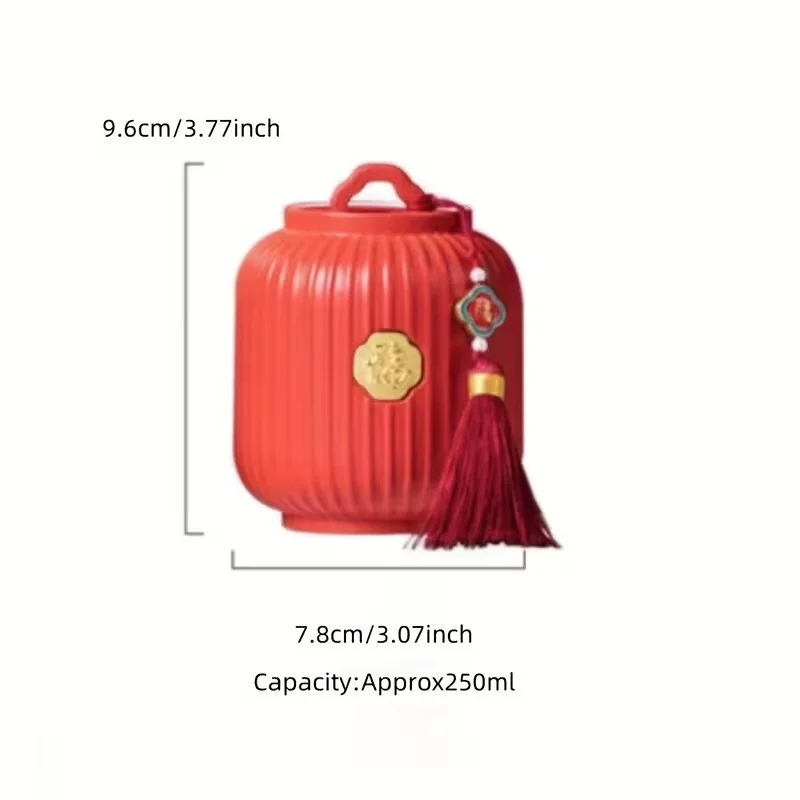 Ķīniešu keramikas uzglabāšanas burka ar atveramu vāku - apaļa tradicionāla tējas kanna