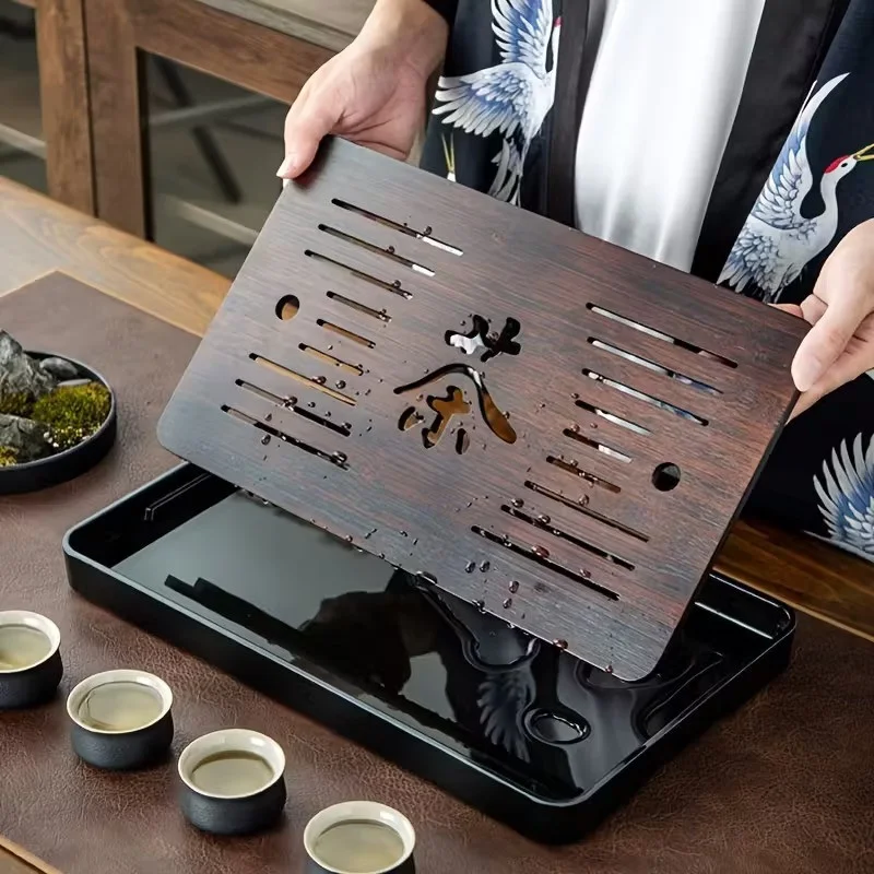Medium Bambusa tējas paplāte - Gongfu tējas servēšanas paplāte