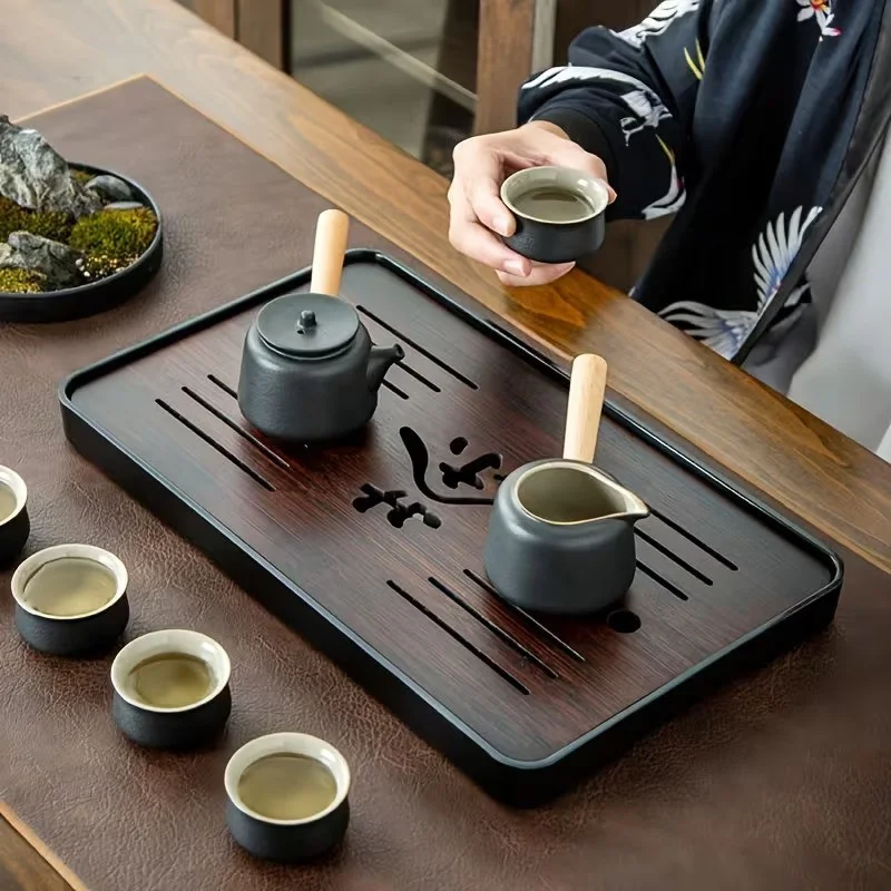 Medium Bambusa tējas paplāte - Gongfu tējas servēšanas paplāte