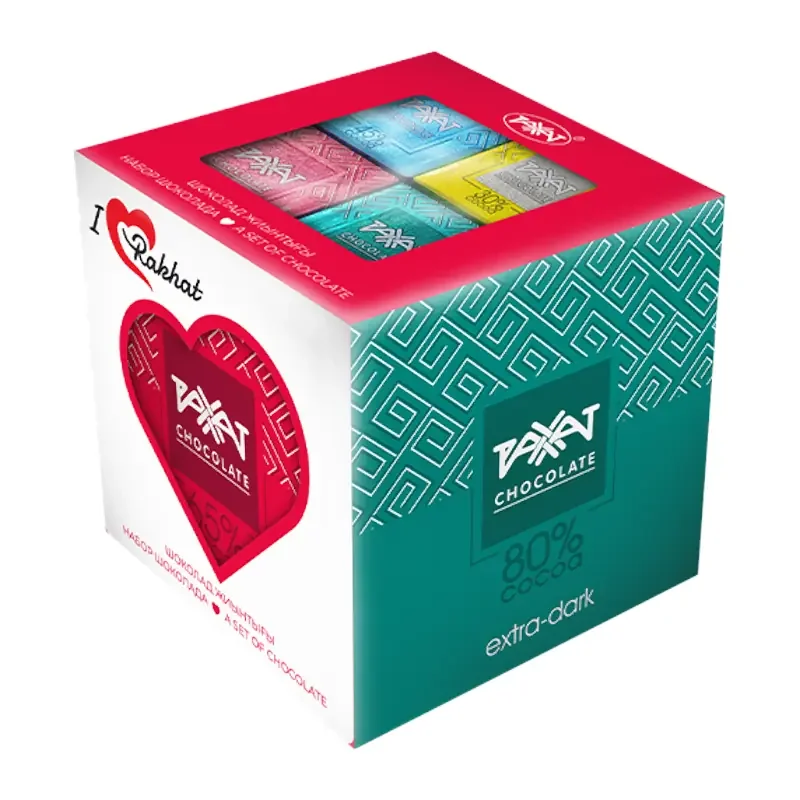НАБОР ПОРЦИОННОГО ШОКОЛАДА "РАХАТ" В ПОДАРОЧНОЙ КОРОБКЕ 250 г