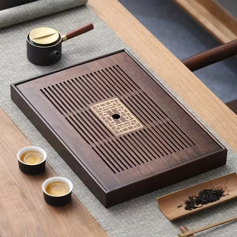 Небольшой-средний Gongfu Бамбуковый чайный поднос для чая "Счастье наполняет мир"
