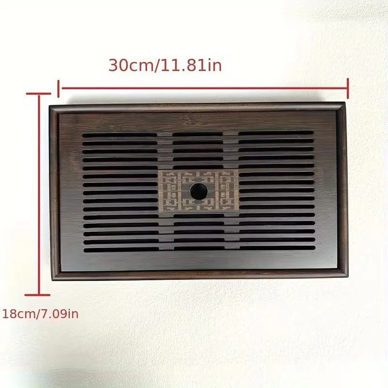 Neliela-vidējā Bambusa tējas paplāte - Gongfu tējas servēšanas paplāte "Laime piepilda pasauli"