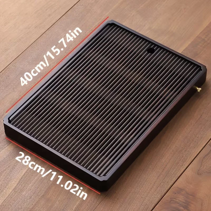 Liela Bambusa tējas paplāte - Gongfu tējas servēšanas paplāte ar tumšas koksnes imitācijas galu