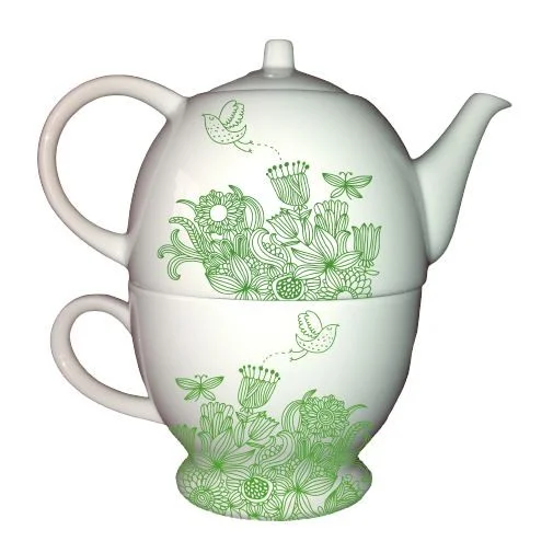 Vintage Teas 2 в 1 чайный сервиз - Зеленый комплект чашка и чайник