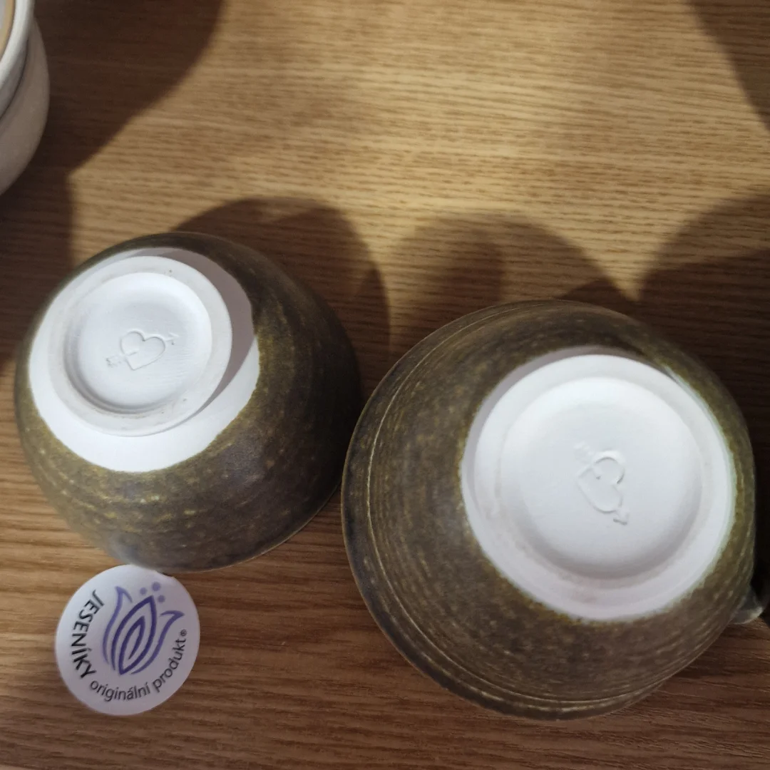 Zhong māla tējas ceremonijas komplekts - Gaivaņa un krūze, roku darbs, Zaļbrūns