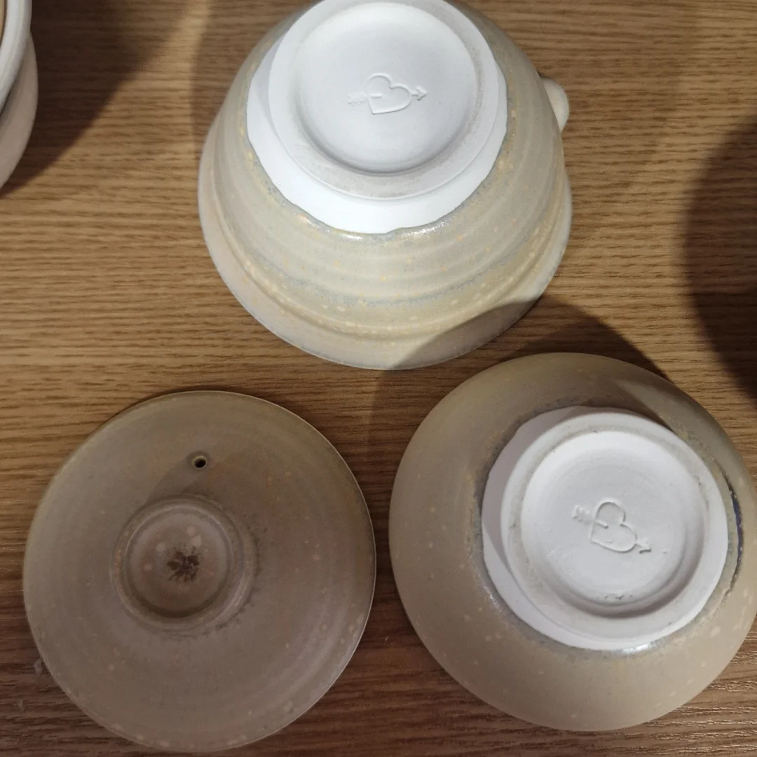 Zhong māla tējas ceremonijas komplekts - Gaivaņa un krūze, roku darbs, Bēšs