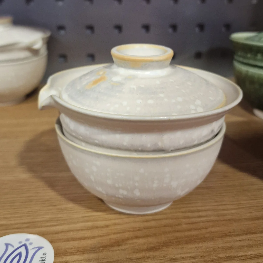 Zhong māla tējas ceremonijas komplekts - Gaivaņa un krūze, roku darbs, Pelēks