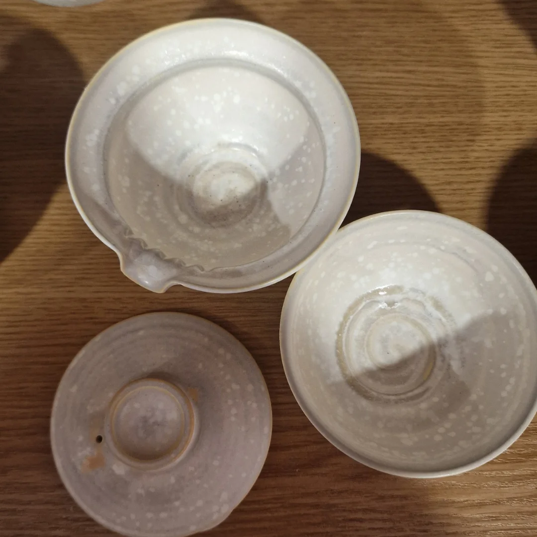 Zhong māla tējas ceremonijas komplekts - Gaivaņa un krūze, roku darbs, Pelēks