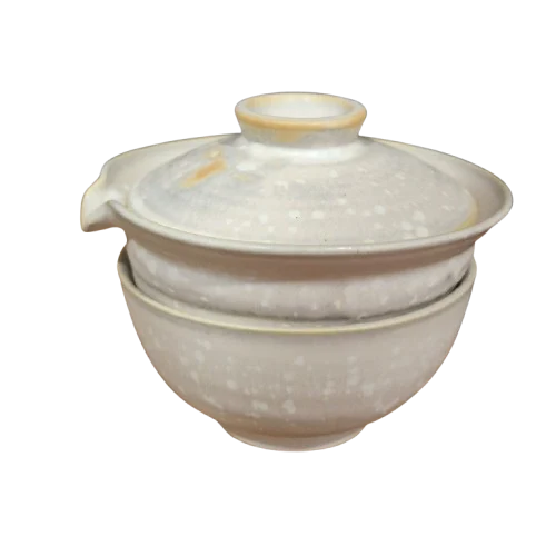 Комплект для чайной церемонии из глины Zhong - Гайвань и чашка, ручная работа, Серый