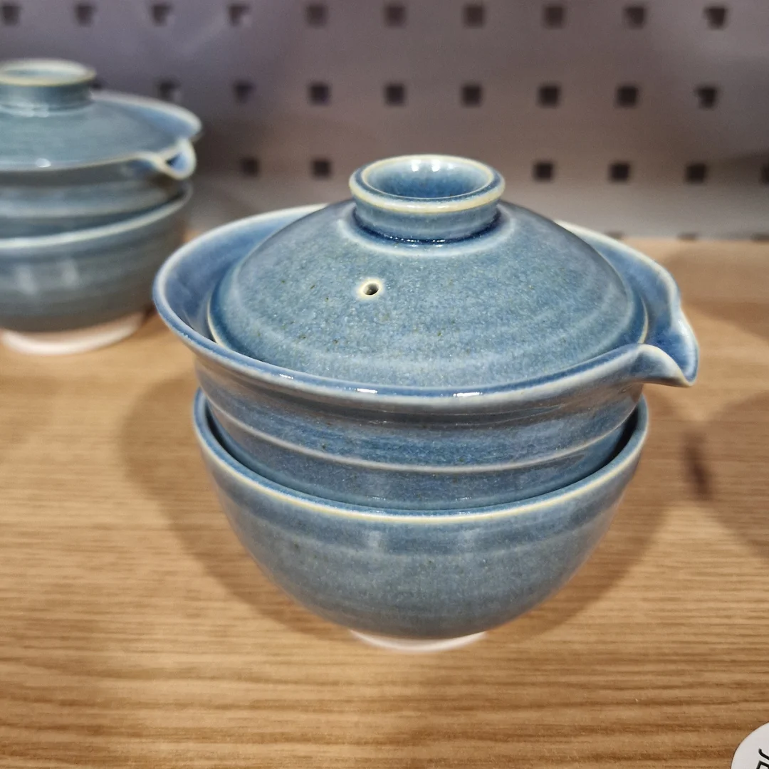 Zhong māla tējas ceremonijas komplekts - Gaivaņa un krūze, roku darbs, Zils