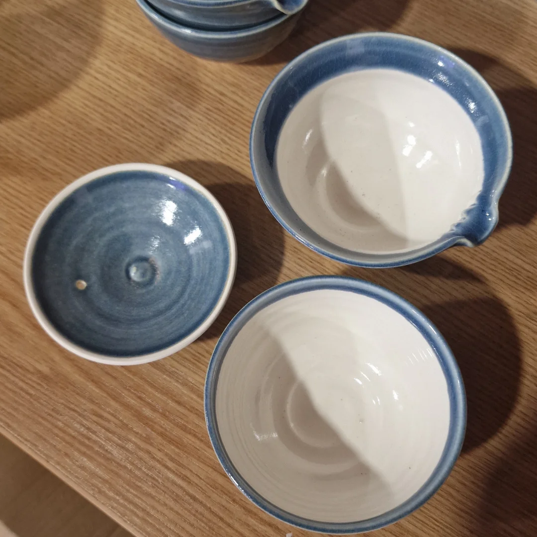 Zhong māla tējas ceremonijas komplekts - Gaivaņa un krūze, roku darbs, Zils