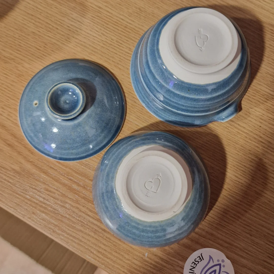 Zhong māla tējas ceremonijas komplekts - Gaivaņa un krūze, roku darbs, Zils