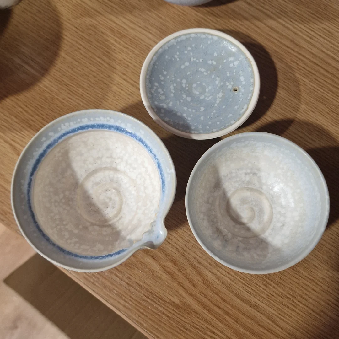 Zhong māla tējas ceremonijas komplekts - Gaivaņa un krūze, roku darbs, Gaiši Zils