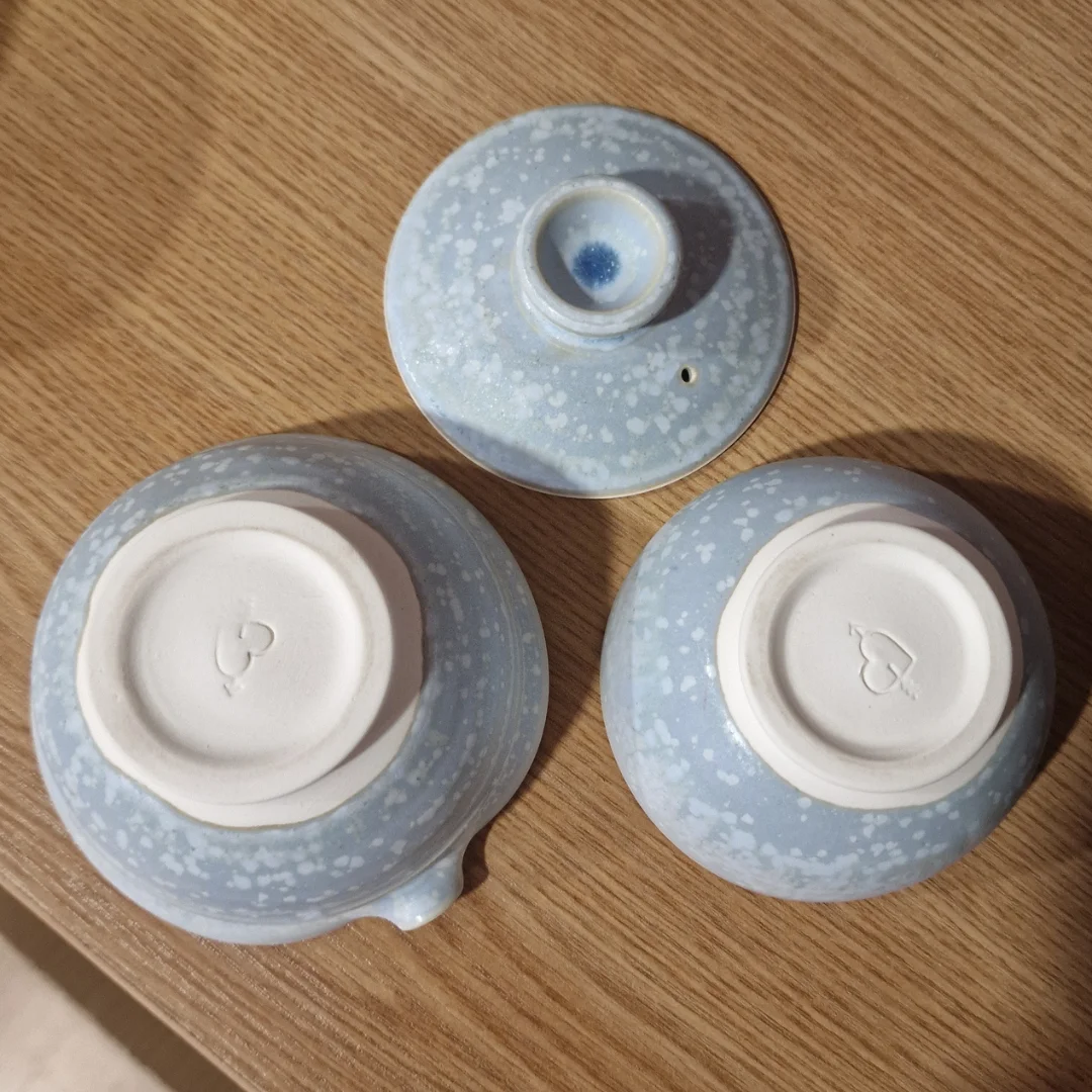 Zhong māla tējas ceremonijas komplekts - Gaivaņa un krūze, roku darbs, Gaiši Zils