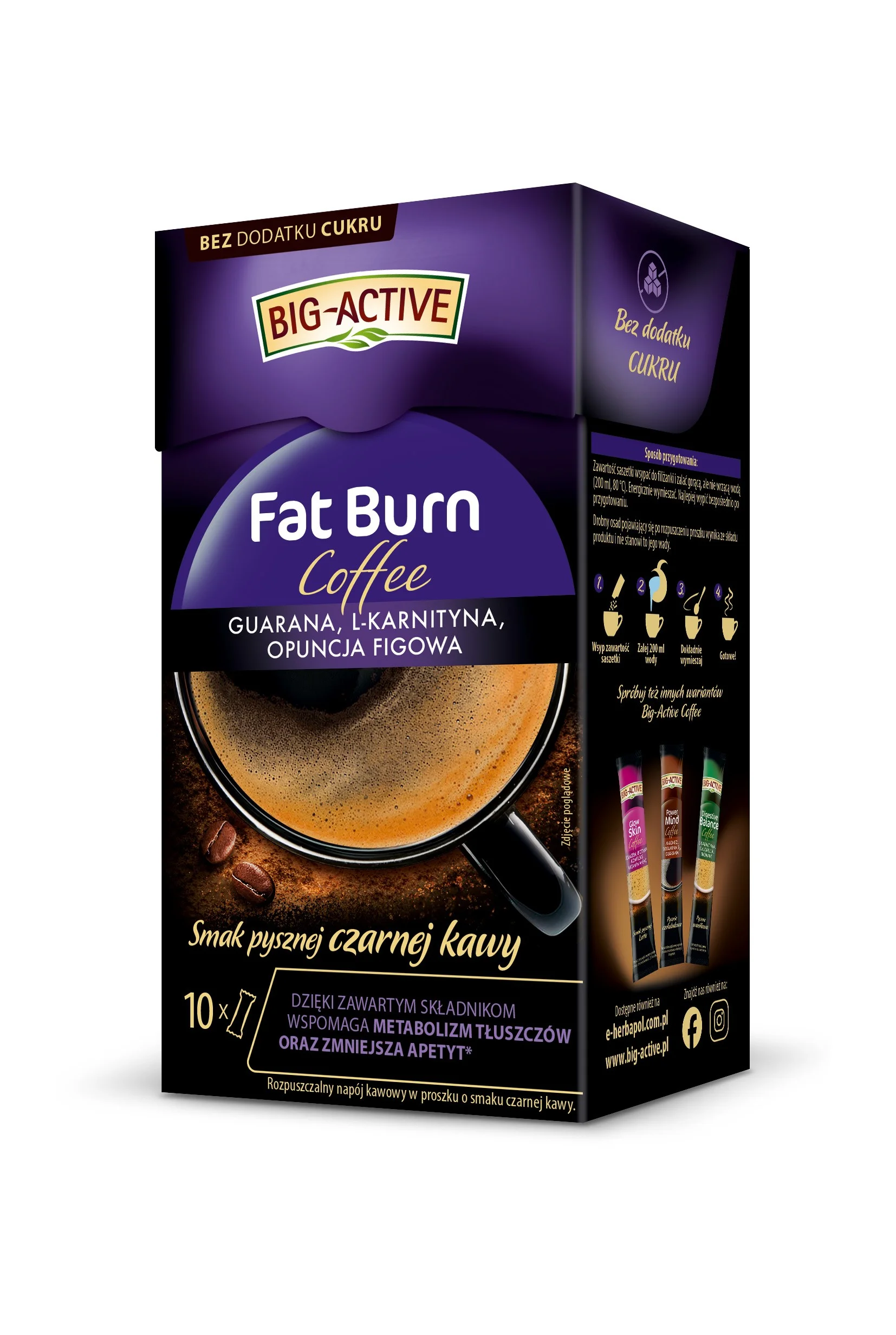 Big-Active Fat Burn Coffee – šķištoša kafija tauku dedzināšanai, 10 paciņas