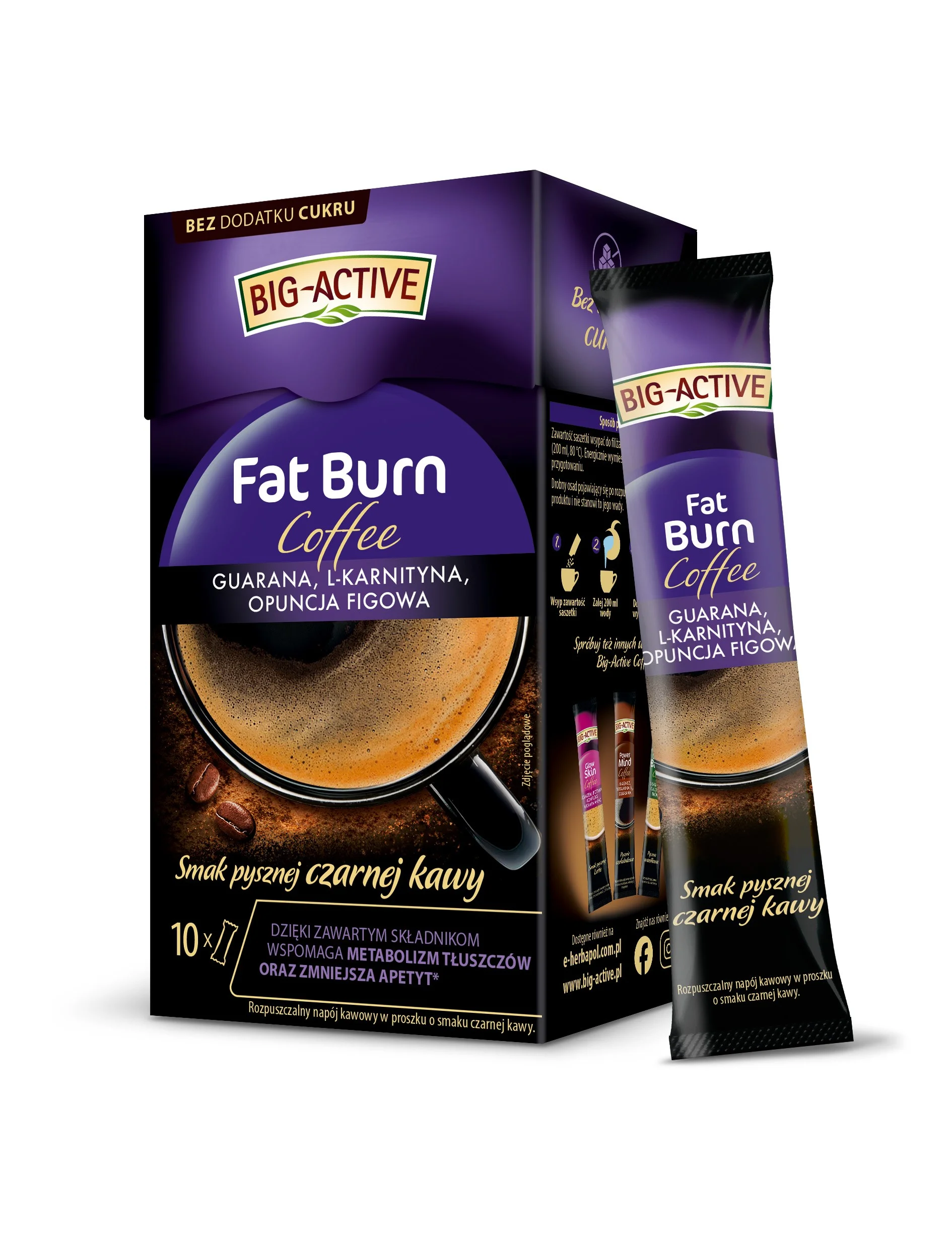 Растворимый кофе Big-Active Fat Burn – для сжигания жира, 10 пакетиков.