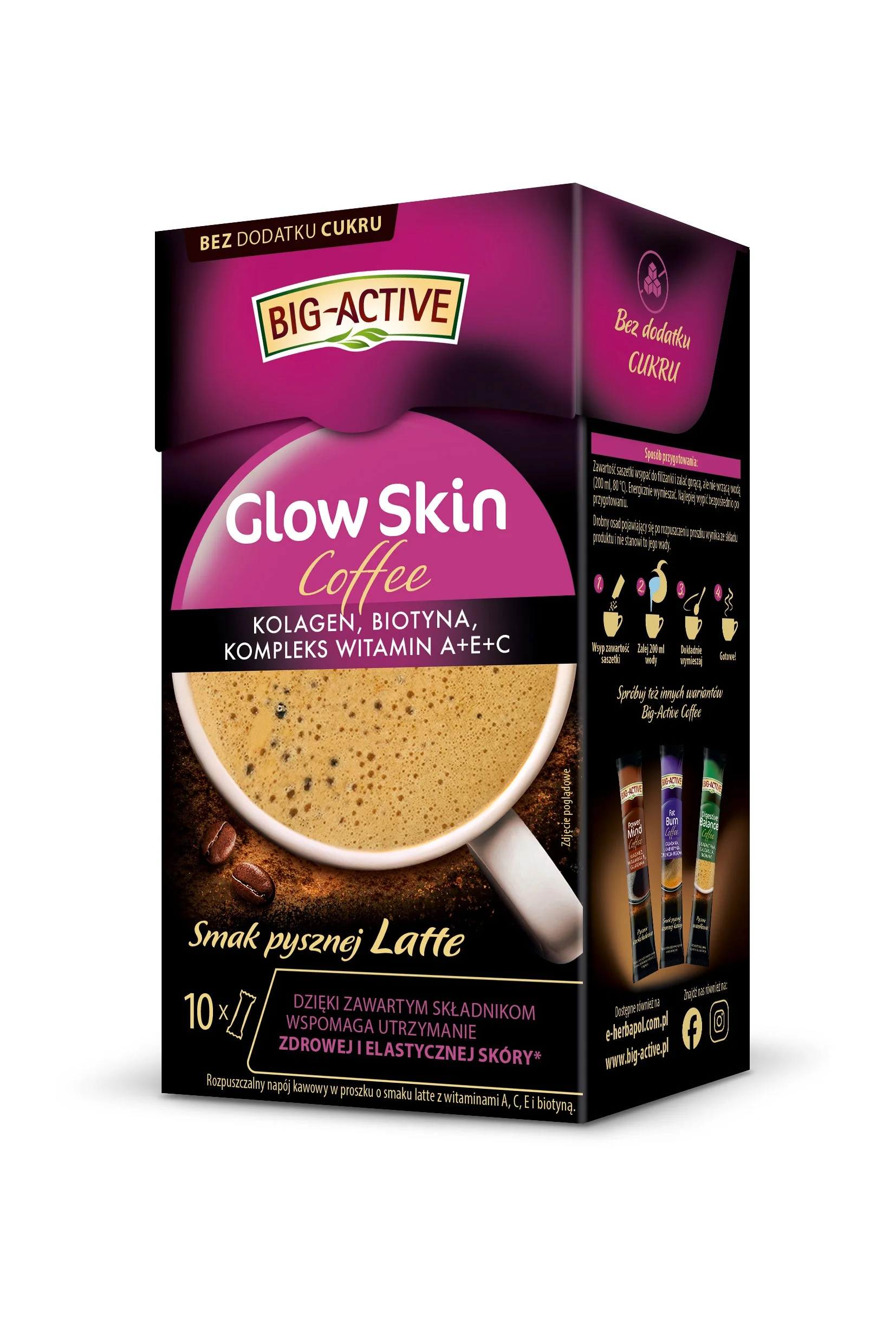 Big-Active Glow Skin Coffee – šķištoša kafija gludai ādai, 10 paciņas