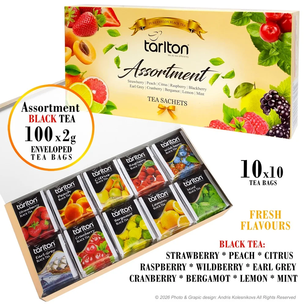 Tarlton melnā tēja Assortment 100x2g tējas paciņas