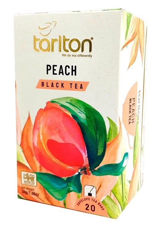 TARLTON Black Peach, melnā tēja ar persiku aromātu, 1,5 g x 20 paciņas
