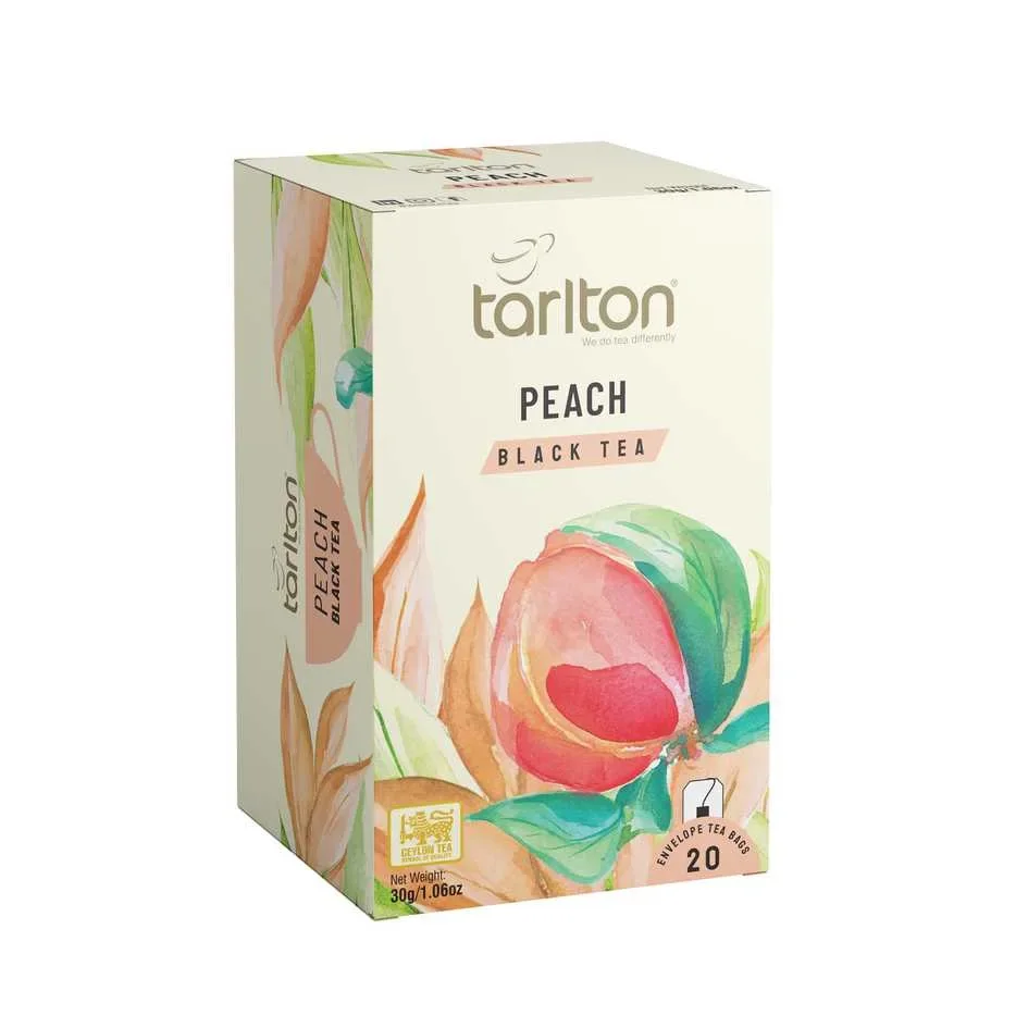 TARLTON Black Peach, черный чай с ароматом персика, 1,5 г x 20 пакетиков