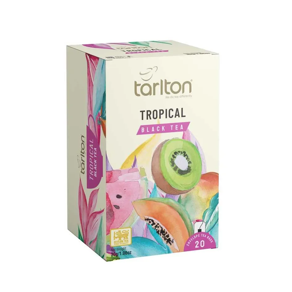 TARLTON Tropical Black Tea, черный чай с ароматом тропических фруктов, 1,5 г x 20 пакетиков