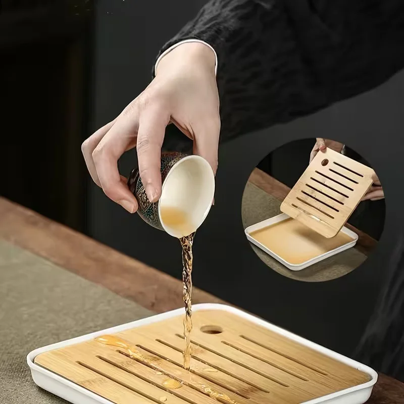 Ķīniešu tējas komplekts: tējkanna un 4 tasītes, vintaža dizains ar 360 grādu rotāciju