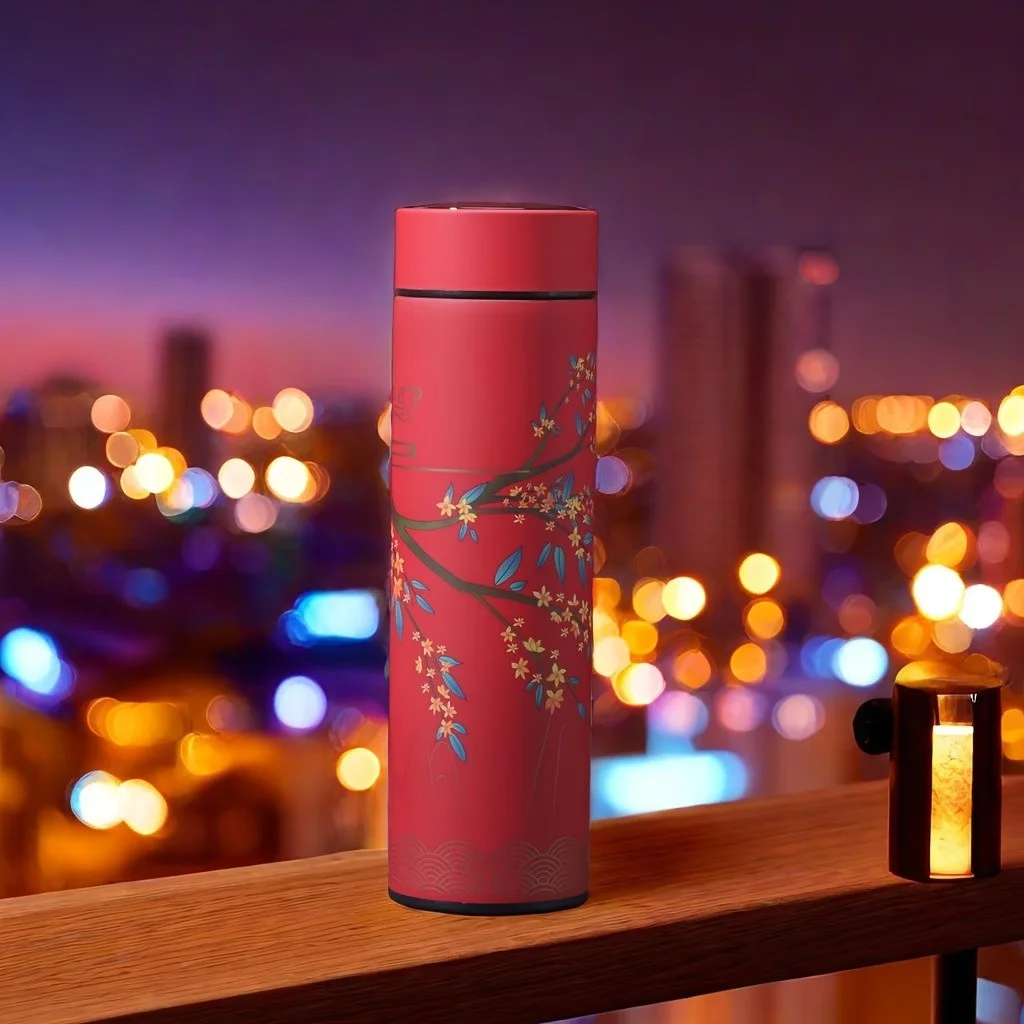 Tермос из нержавеющей стали в китайском стиле, красный