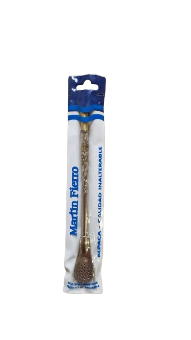 Playadito bombilla Alpaca 17.5cm, niķeļa sudrabs + zelta iemuti