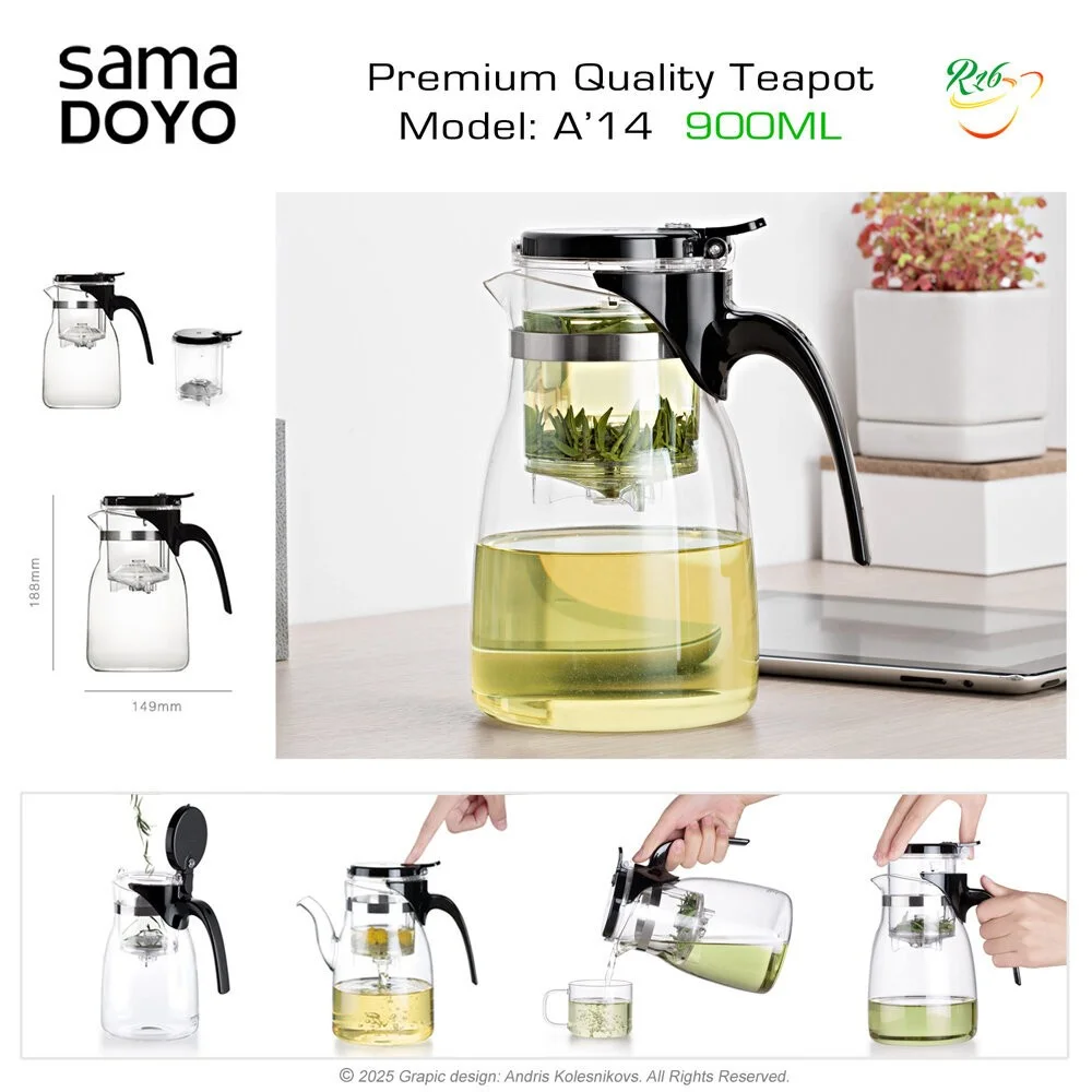SAMADOYO Premium klases tējkanna A14, 900 ml