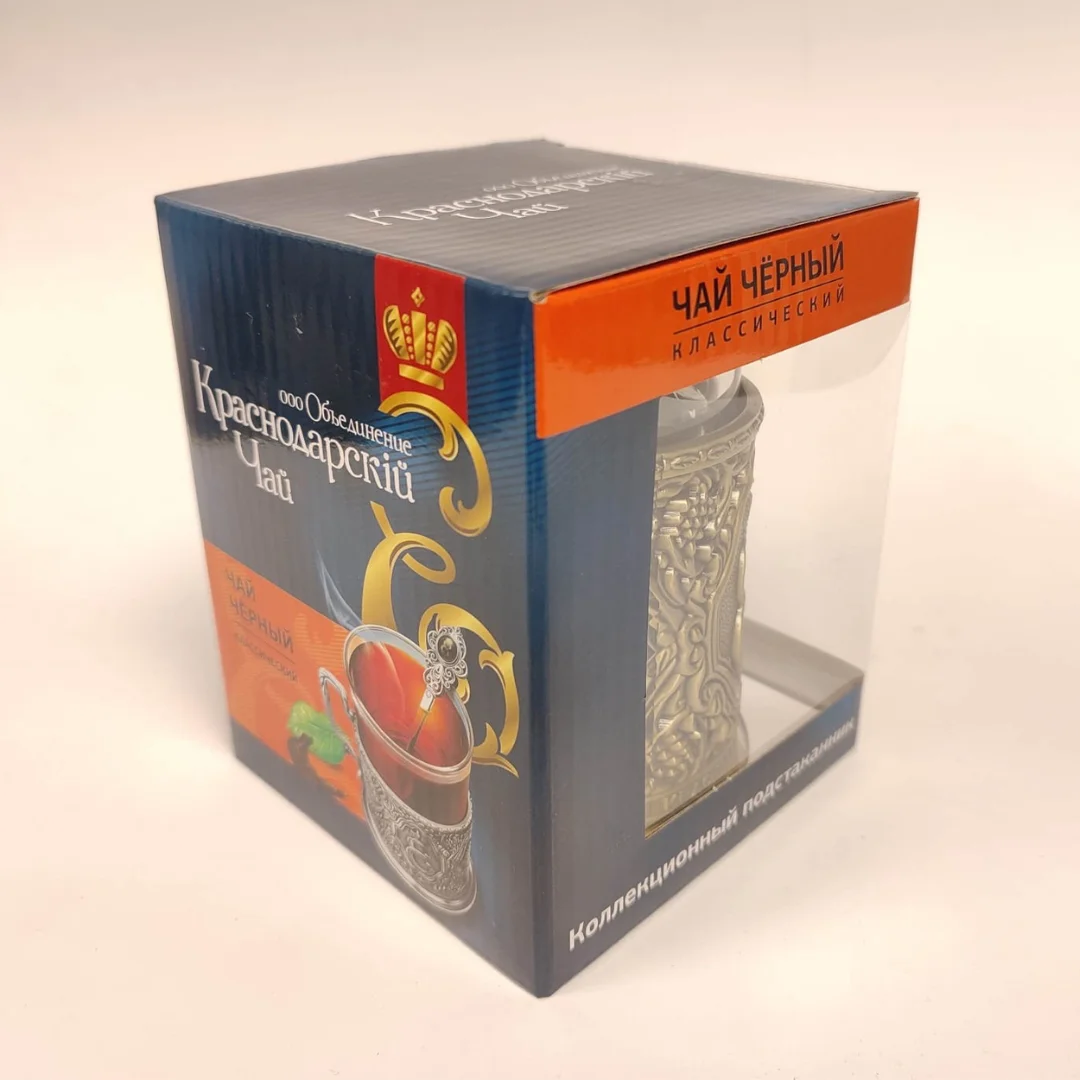 Dāvanu komplekts glāzes paliktnis VEKA ar lapu tēju Krasnodar