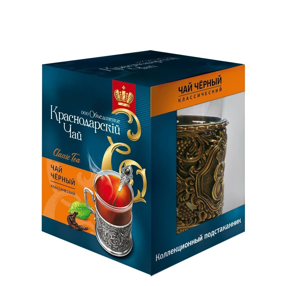 Dāvanu komplekts glāzes paliktnis VEKA ar lapu tēju Krasnodar